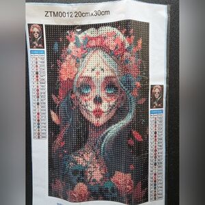 Day of the Dead Diamond Art Painting Kit, Round Drills, 24 Colors, NEW